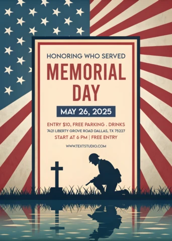 Patriotic Memorial Day Event Template - Vintage Design for Editable Invitations