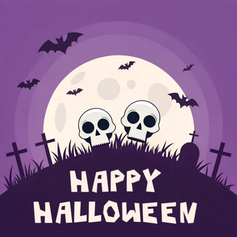 Template de design de Halloween assustador com caveiras e morcegos para convites de festa