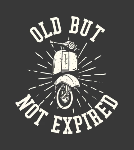 Modelo de design de camiseta vintage com motor de scooter clássico