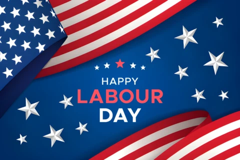 Patriotic Labour Day Celebration Template Design with Stars and Stripes