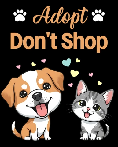 かわいい犬と猫のイラストを使ったペット養子縁組のチラシ用デザインテンプレート「アダプト・ドント・ショップ」を採用してください。