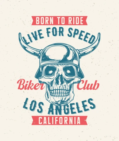 Motorcycle Biker's Skull T-Shirt Design Template