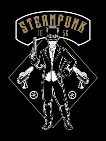 Steampunk Character T-Shirt Design Template