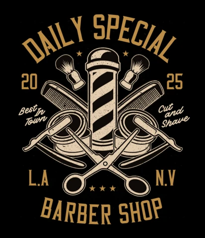 Daily Special Barber Shop T-Shirt Design Template