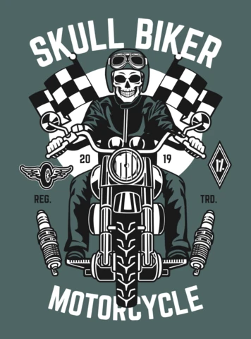 Skull Biker T-Shirt Design Template