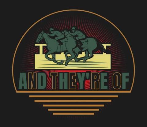 And They're Off Horse Racing Retro T-Shirt Design Template