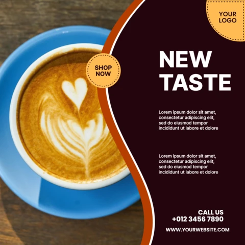 Neuer geschmack cappuccino werbung social media post design vorlage