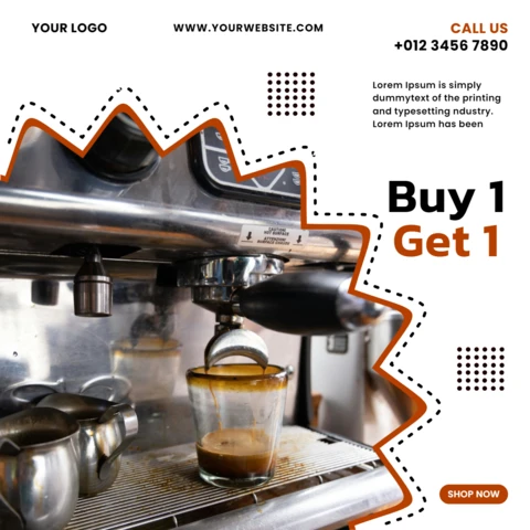 Compre 1 e leve 1 modelo de design de postagem do Instagram para promoção de café