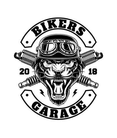 Modelo de design de camiseta de motoqueiro pantera com velas de ignição