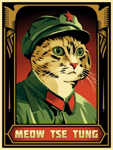 Plantilla de diseño de camiseta parodia de Meow tse tung