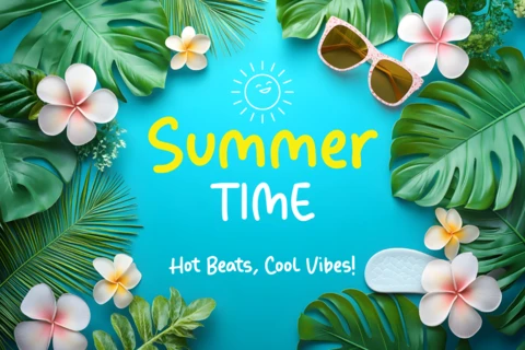 Vibrant Summer Design Template with Tropical Elements