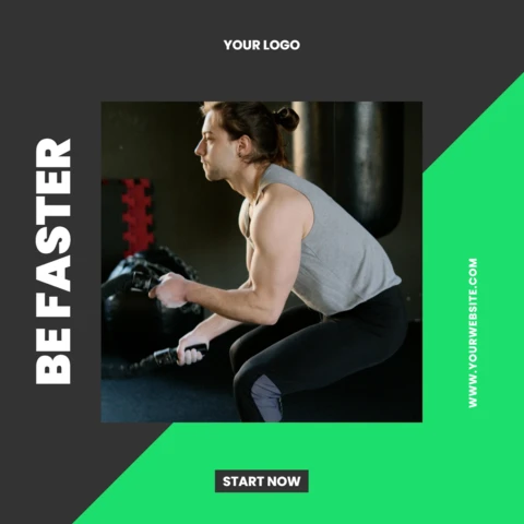 Grey And Green Gym Promotional Instagram Story Design Template