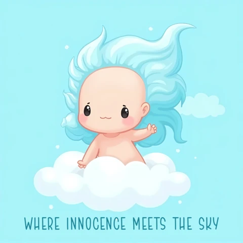 Modelo de ilustração de anjo bebê adorável na nuvem