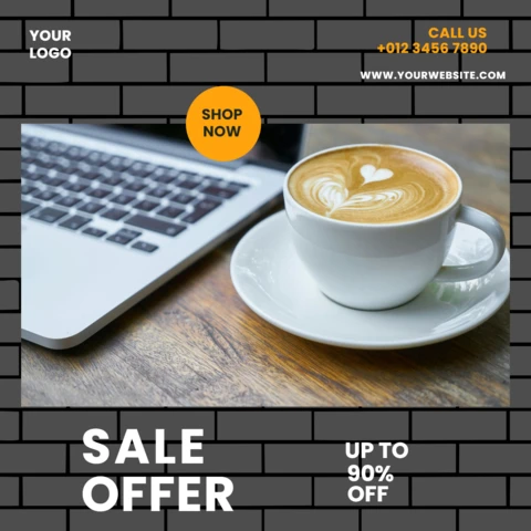 Offre de grande vente pour les cafés Modèle de conception de messages pour les médias sociaux