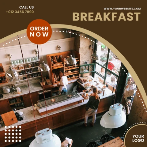 Plantilla de publicación en redes sociales para instagram de comida para el desayuno