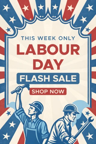 Vintage Labour Day Flash Sale Design Template – Editable Promotional Graphic