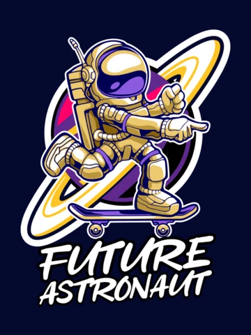 Futuro astronauta con planeta plantilla de diseño de camiseta