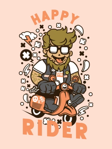 Modèle de conception de t-shirt de personnage de dessin animé Happy Rider