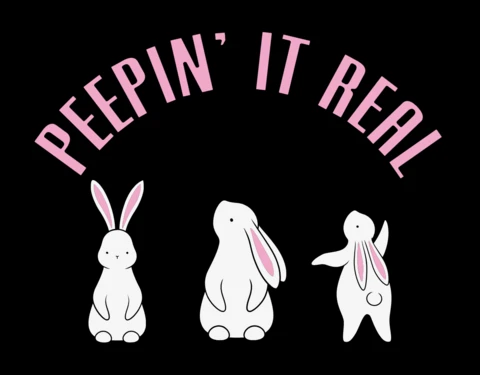 Happy Easter Bunnies Peepin It T-Shirt Design Template