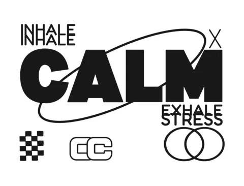 Inhalar y exhalar calma estrés mindfulness cita con diseño simbólico de camiseta plantilla