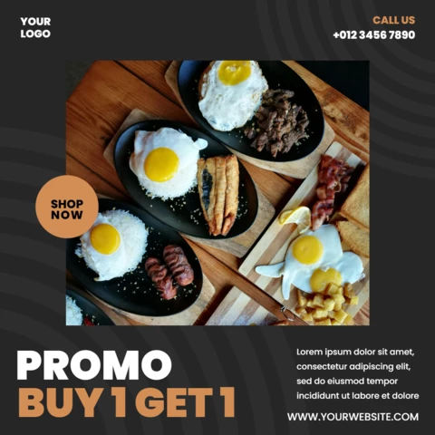 Modern Black Promotional Social Media Post Design Template