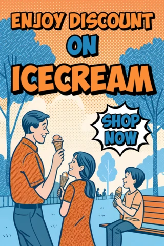 Plantilla de descuento de helados retro para volantes promocionales