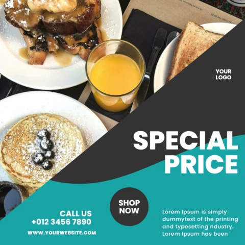 Striking Visual Restaurant Ad Instagram Post Design Template