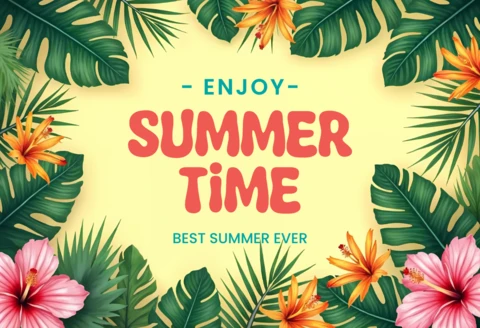 Vibrant Tropical Summer Time Design Template for Festive Events