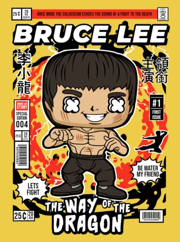 Bruce Lee Cartoon Character Magazine Cover Design Template