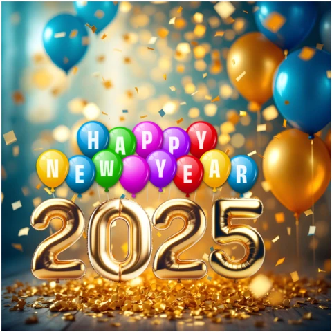 Ballons dorés festifs, bonne année 2025 modèle de conception