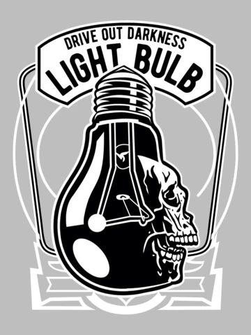 Light Bulb And Skull T-Shirt Design Template