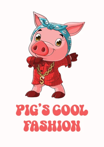 Modèle de design de mode avec un cochon de dessin animé pour les projets créatifs