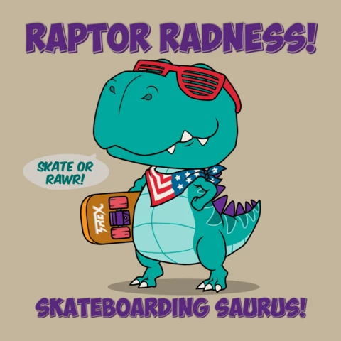 Swag raptor skateboarding plantilla de diseño para ropa de niños
