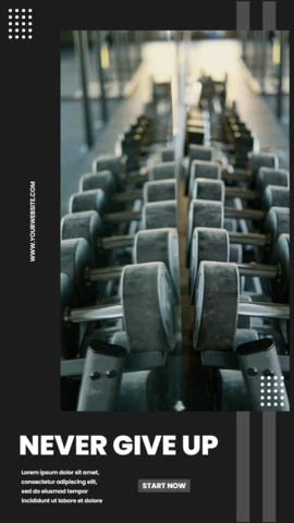 Never Give Up Fitness Center Instagram Story Post Design Template