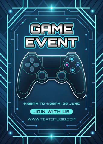 Modèle d'événement de jeu futuriste avec design de manette pour flyers