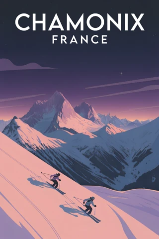 Chamonix France Skiing Adventure Design Template for Posters