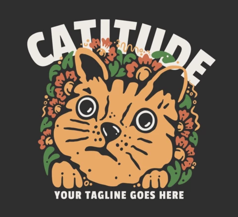 Catitude with Cat Head T-shirt Design Template
