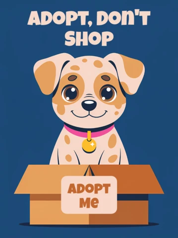 Modèle de poster d'adoption de chien joueur pour sensibiliser au sauvetage des animaux