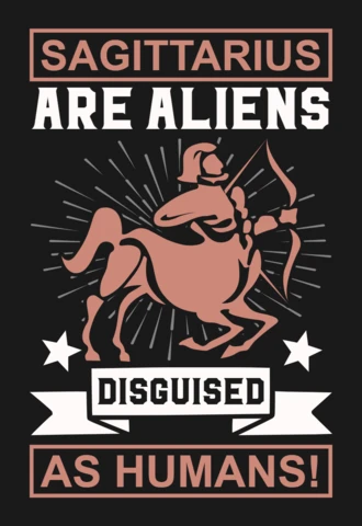 Boogschutter zijn aliens vermomd als mensen sterrenbeeld t-shirt ontwerpsjabloon