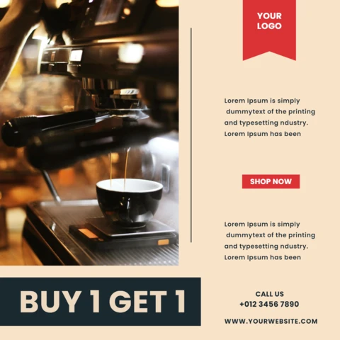 Compre 1 e leve 1 modelo de design de postagem do Instagram para promoção de café