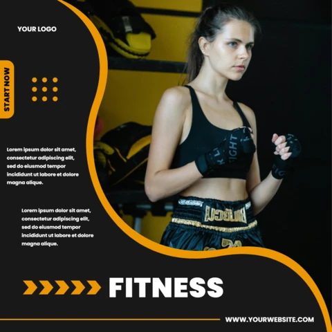 Fitness girl gym ad social media post design template