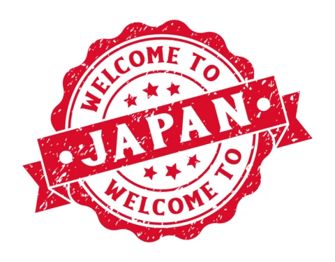 Modèle de logo pour le timbre "Welcome to japan" (Bienvenue au Japon)