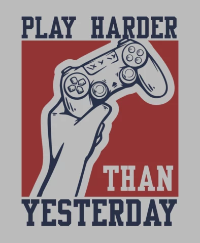 Hand Holding Up Game Pad Vintage T-Shirt Design Template