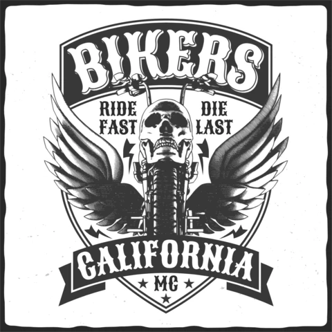 Tshirt à l'écusson de moto avec crâne et ailes