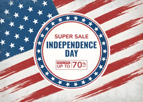 Modello di design per la vendita del giorno dell'indipendenza con elementi della bandiera americana