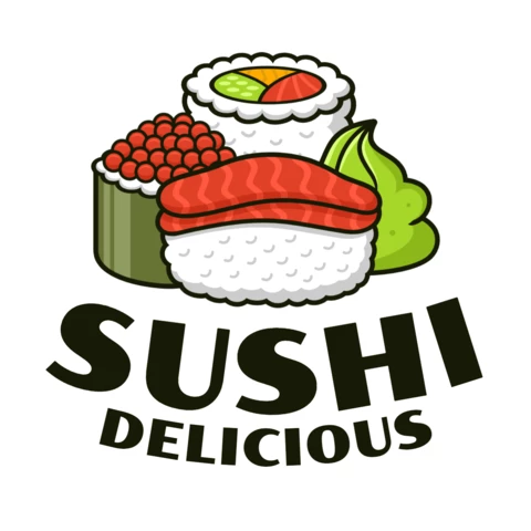Modèle de logo pour les délicieux sushis
