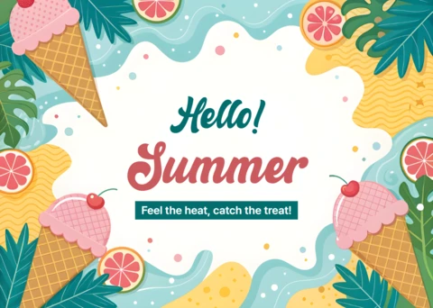 Plantilla de diseño editable de vibras veraniegas - estilo tropical divertido y colorido