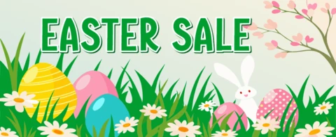 Plantilla de diseño de venta de Semana Santa: coloridos gráficos de temática primaveral