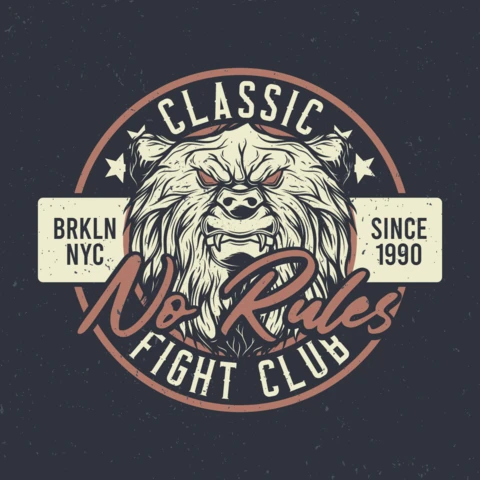 Plantilla de diseño de camiseta del club de la lucha de la cabeza del oso