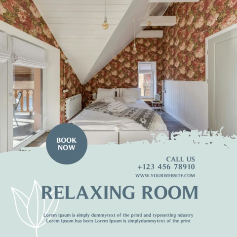 Aqua Floral Textured Promotional Instagram Post Design Template